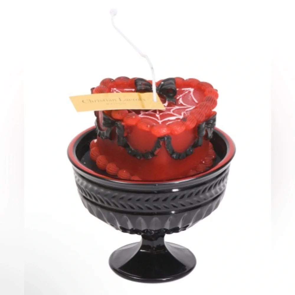 Christian Lacroix Red Heart Candle with Black Stand